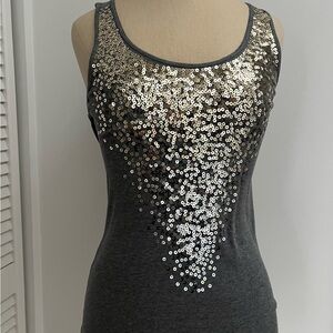 Apt. 9 Silver Sequin New Gray Tank Top